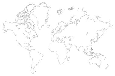 Outlined world map clipart