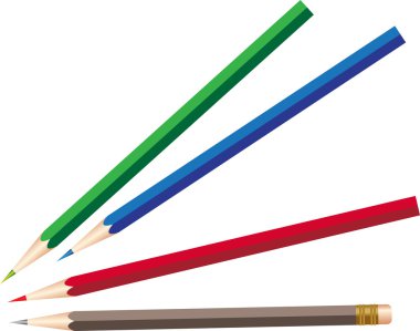 Four colour pencils clipart