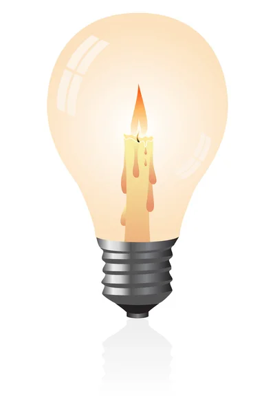 Light bulb with a candle — Stock Vector