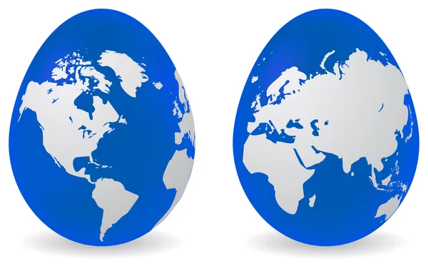 Eier mit globalem Kartenmuster — Stockvektor