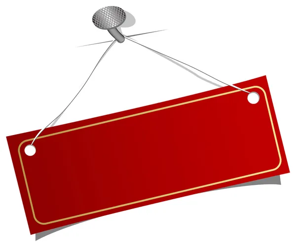 Etiqueta roja en un clavo — Vector de stock