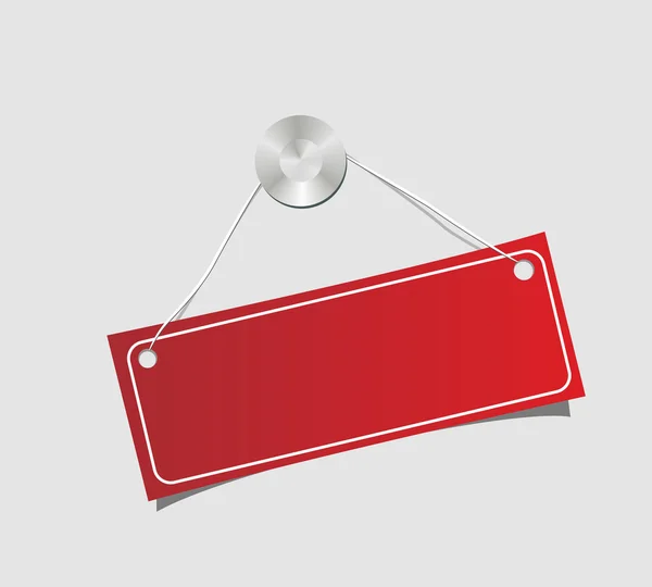 Röd etikett på en spik — Stock vektor