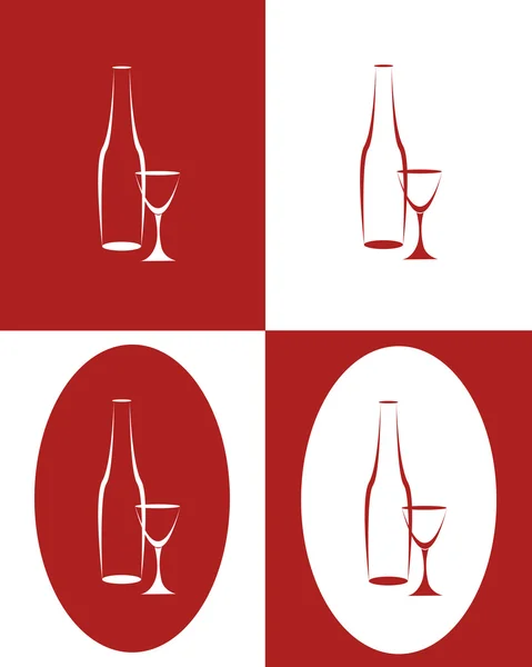 Μπουκάλι και ψηλό ποτήρι κρασί — Διανυσματικό Αρχείο
