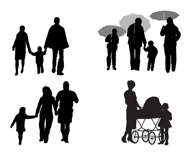Family on walk — Stockvector
