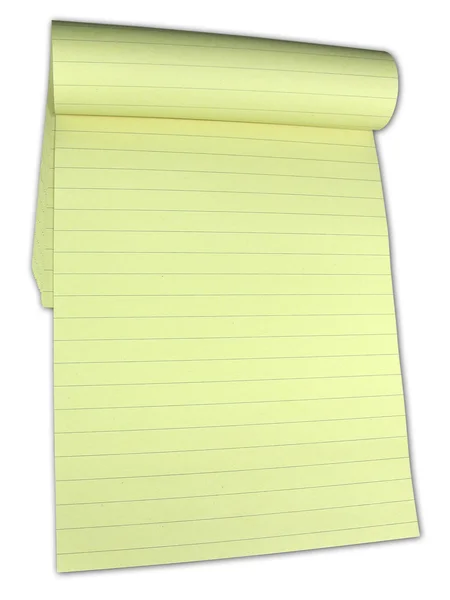 Желтая тетрадь с пустыми страницами — стоковое фото