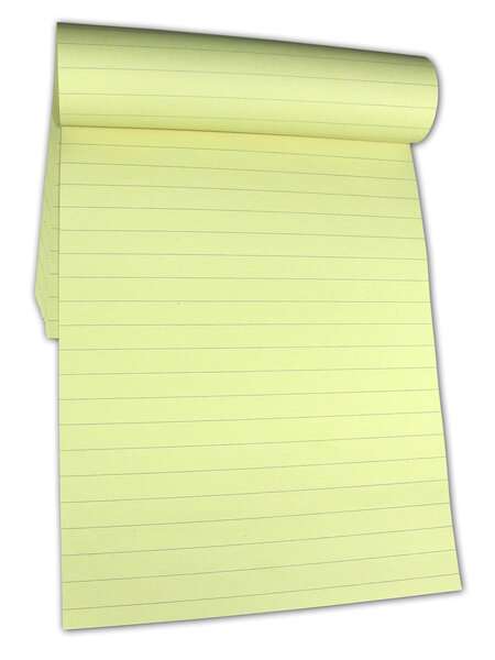 Yellow lined notebook with empty pages