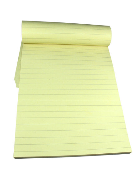 Yellow lined notebook with empty pages