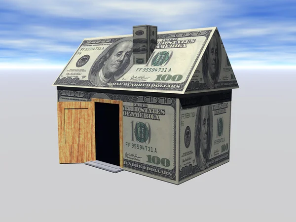 3D Render Real Estate house and money — Stock Photo, Image
