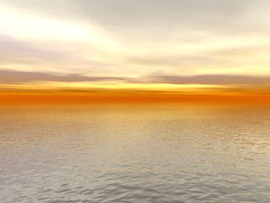 Red sunset over ocean water clipart