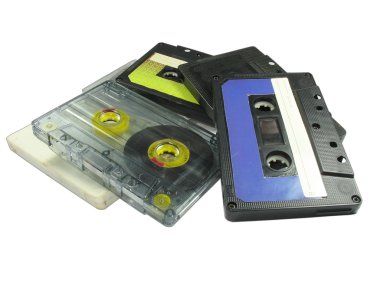 Old audio cassettes isolated over white clipart