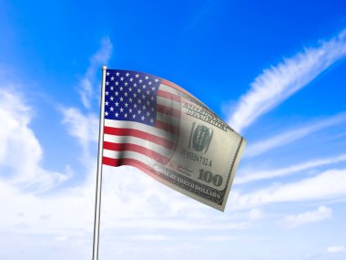 Amerikan Doları üzerinde mavi gökyüzü bize bayrak