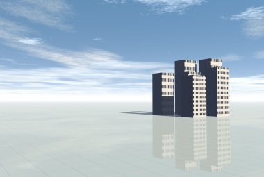3D kavramsal city gökdelen