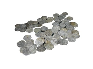 Medieval coins isolated over white clipart