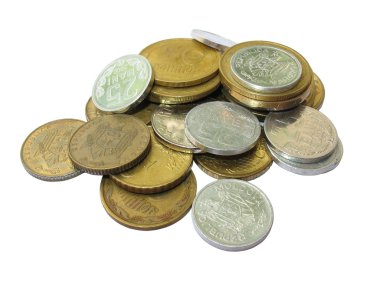 Old coins from different countryes clipart