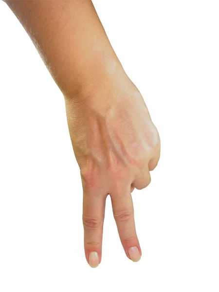Senhora humana mão mostrando símbolo humano — Fotografia de Stock