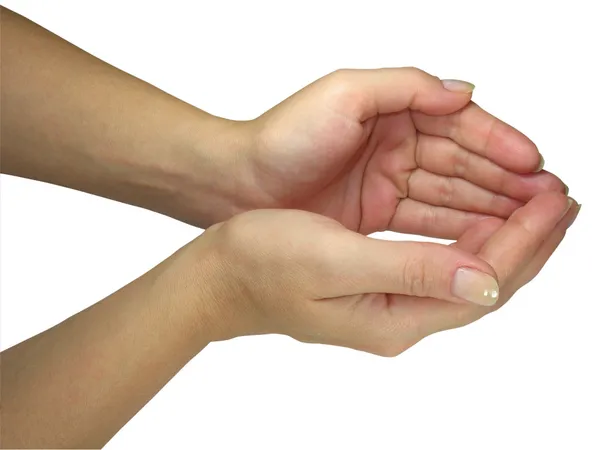 Mãos de senhora humana segurando seu objeto — Fotografia de Stock
