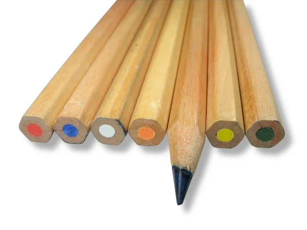 Trä färgpennor med skugga — Stockfoto