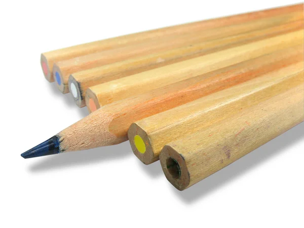 Wooden color pencils with shadow — Stock Photo, Image