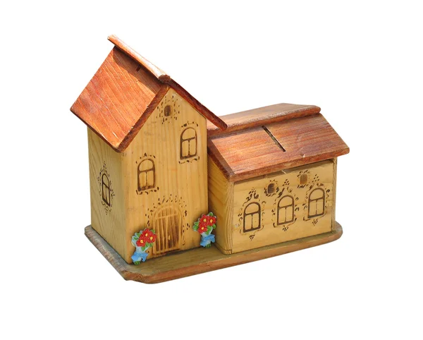 Piccola casa giocattolo in legno isolato — Foto Stock