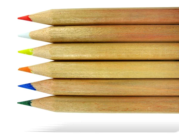 Color pencils with shadow isolated — Stock Photo, Image