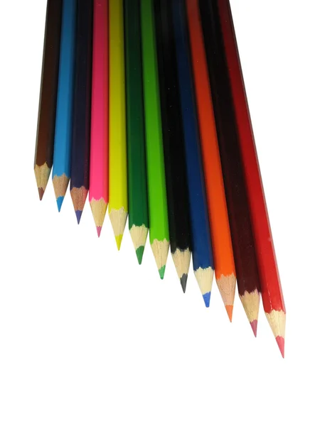Stege från färgpennor isolerade — Stockfoto