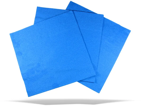 Três guardanapos de papel azul com sombra — Fotografia de Stock