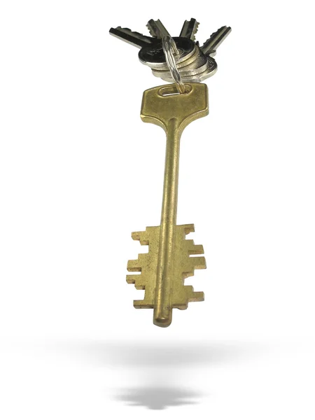 Металлические ключи с кольцом и тенью — стоковое фото