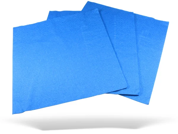 Tre blå pappersservetter med skugga — Stockfoto