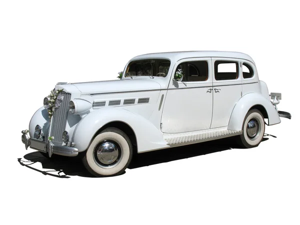 Retro vintage white dream wedding car — Stock Photo, Image