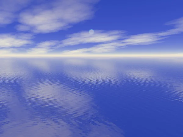 Água do oceano e céu azul nublado — Fotografia de Stock