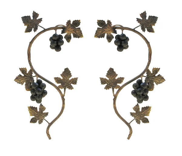 Foglie e ornamenti di uva metallica — Foto Stock