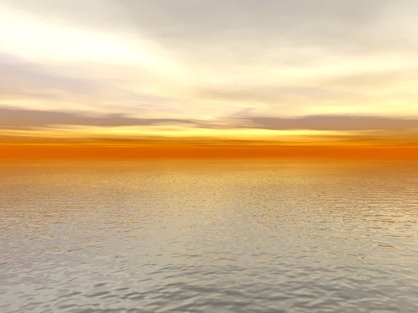 Pôr do sol vermelho sobre a água do oceano — Fotografia de Stock