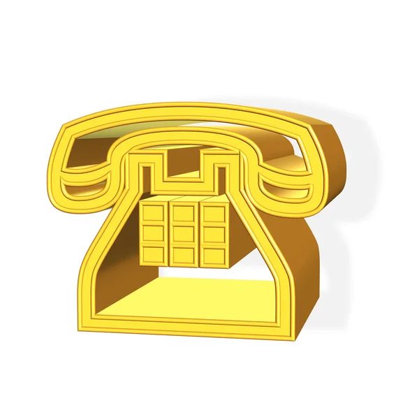 3D gyllene telefonen symbol — Stockfoto