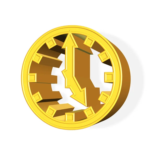 3D reso simbolo dell'orologio d'oro — Foto Stock