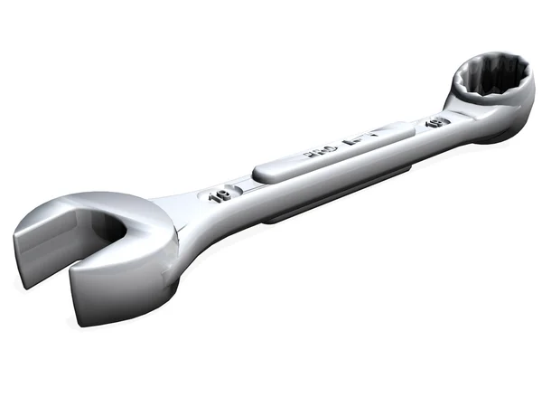Chrome wrench isolated over white — Stock Photo, Image