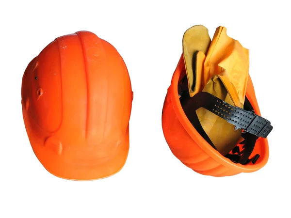 Dois capacetes com luvas — Fotografia de Stock