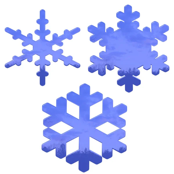 一連の青、ガラスの効果の雪のフレーク — ストック写真