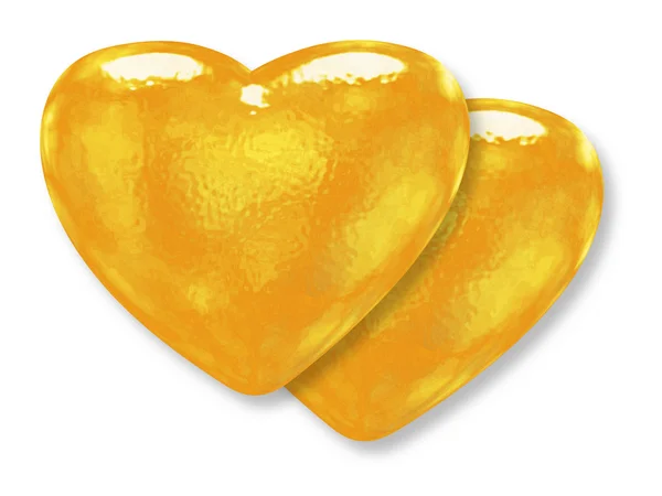 Dwa serca złote wzór żółty — Zdjęcie stockowe