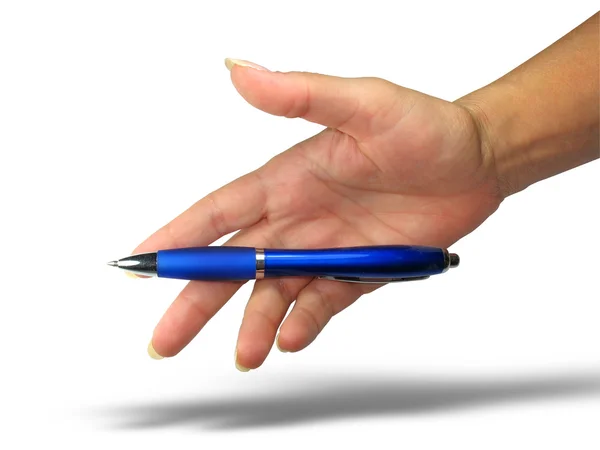 Mänskliga lady handen håller en penna — Stockfoto