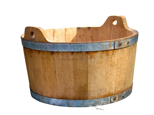 白上孤立的木制锅 — 图库照片