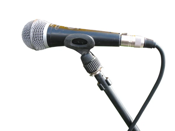 Velho microfone metálico isolado — Fotografia de Stock