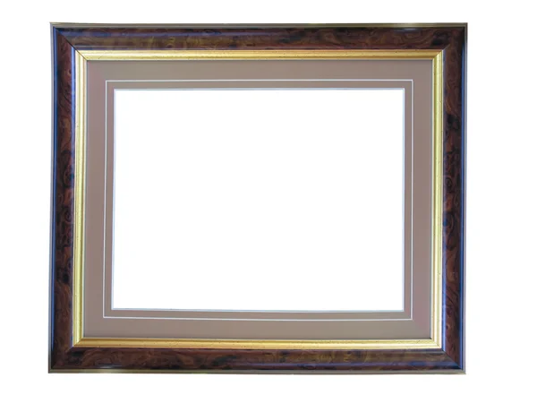 Empty picture gold wooden frame — Stock Photo, Image
