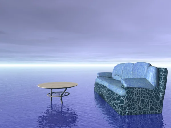 Conceito de conforto: sofá e mesa — Fotografia de Stock