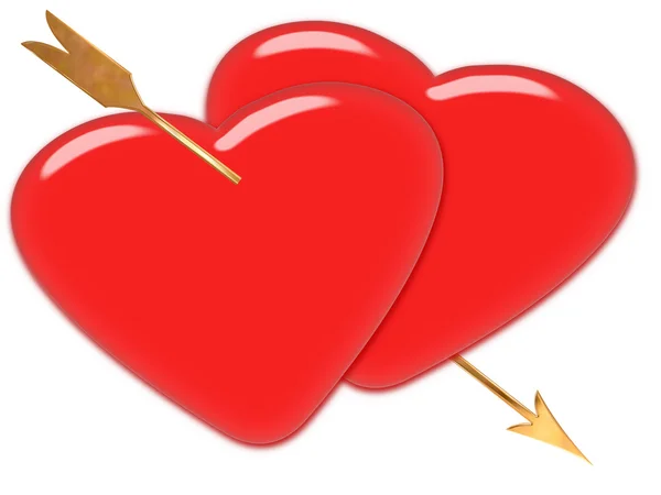 Szerelem szimbóluma - két piros hallja — Stock Fotó