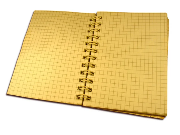 Grunge amarelo quadrado notebook isolado — Fotografia de Stock