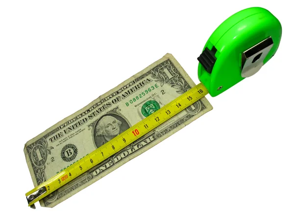 Криза: вимірювальна стрічка над доларом — стокове фото