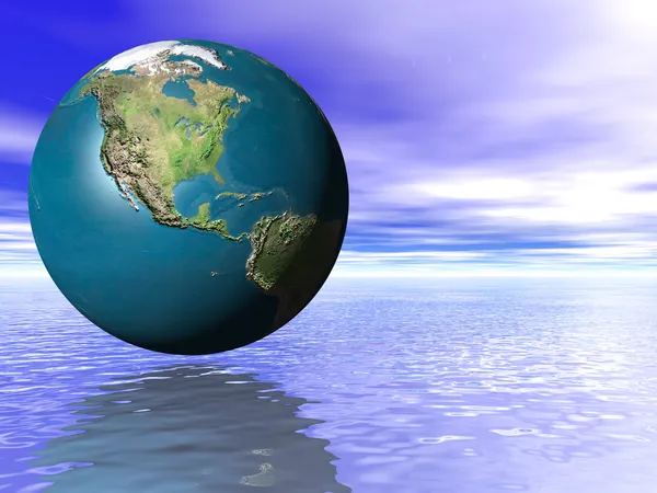 3d Concept Earth Globe ocean water — Stock Photo, Image