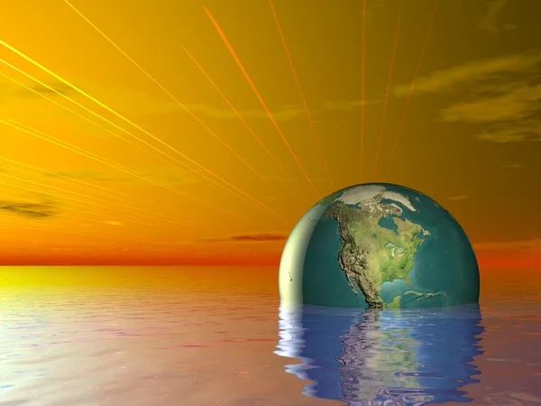 3d Concept Earth Globe ocean water — Stock Photo, Image