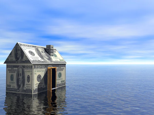 3D koncept real estate dolar dům — Stock fotografie