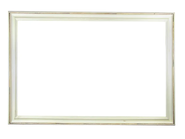 Old antique white wooden picture frame — Stok fotoğraf